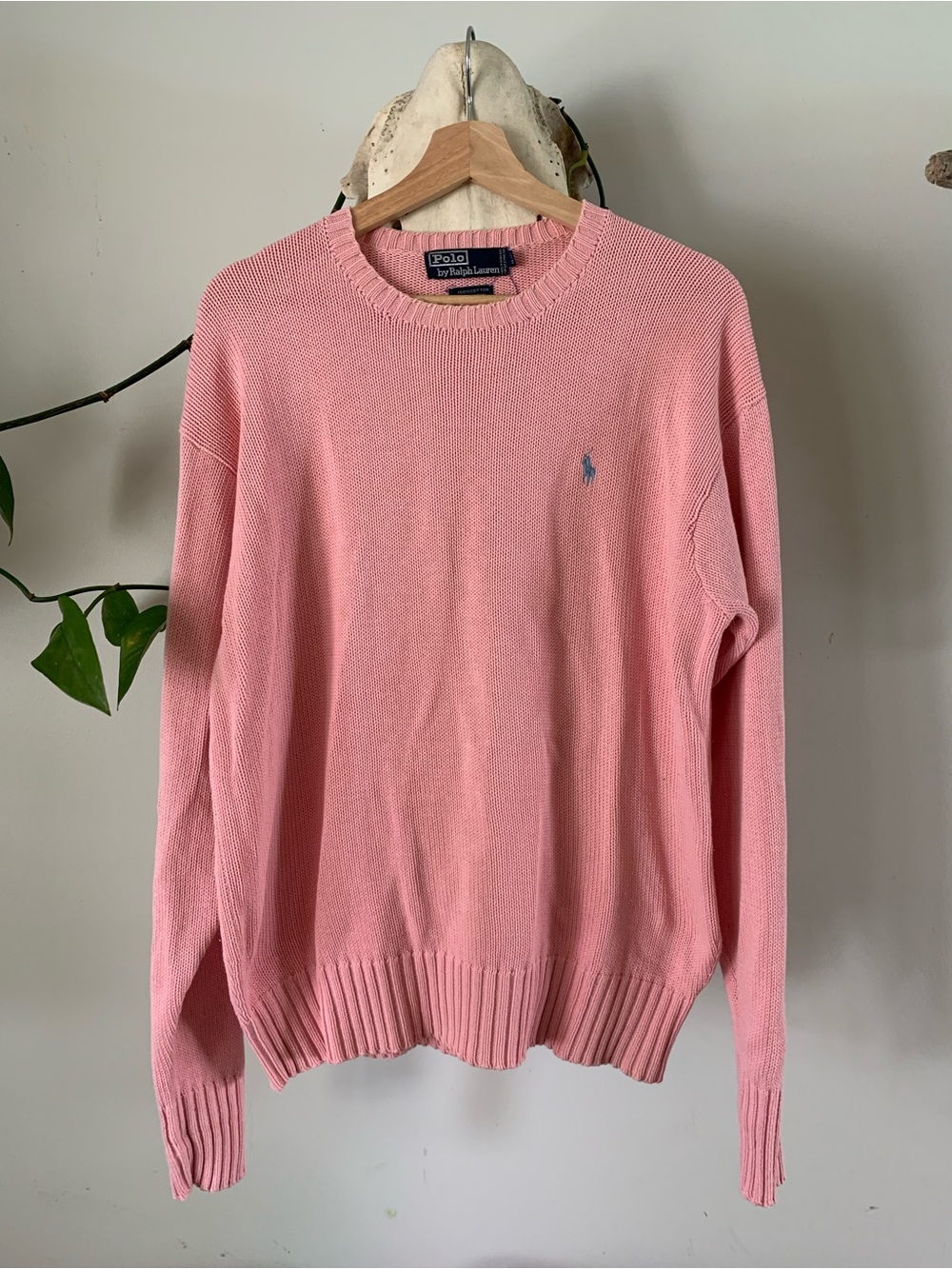 Vintage Ralph Lauren Pink Crewneck Sweater with Polo Logo